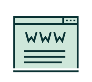 A logo icon of a website, displaying representations of browser icons and the letters www in the center