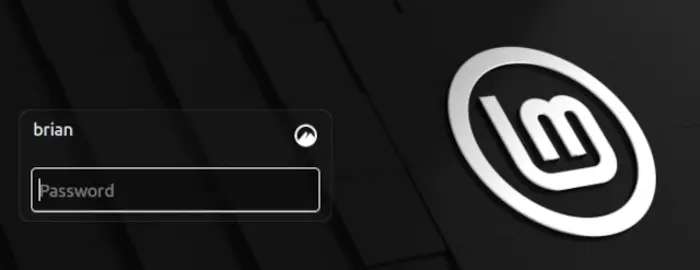 A Picture of The Linux Mint Login Screen
